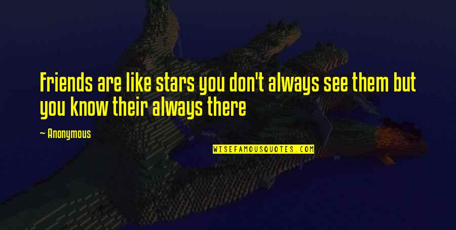 Always There For You Friendship Quotes By Anonymous: Friends are like stars you don't always see