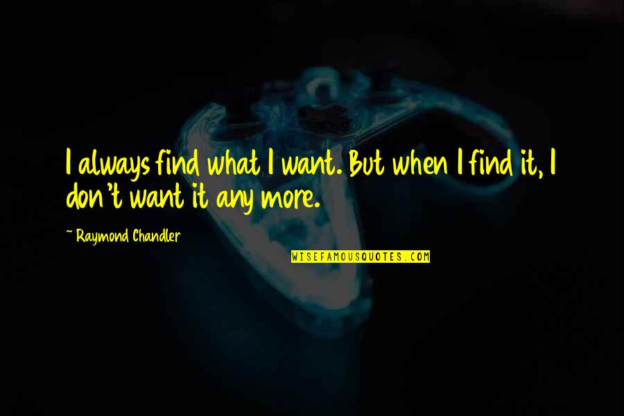Always Want More Quotes By Raymond Chandler: I always find what I want. But when
