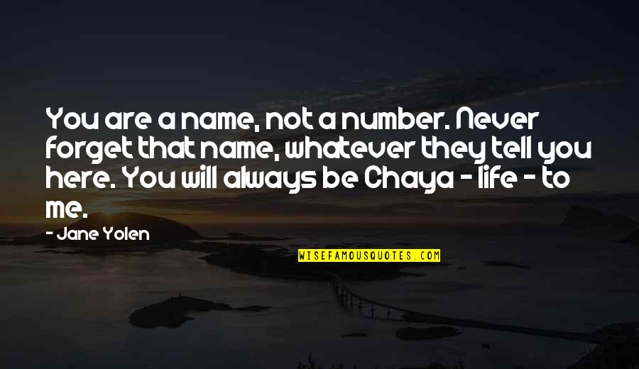 Always Will Be Here Quotes By Jane Yolen: You are a name, not a number. Never