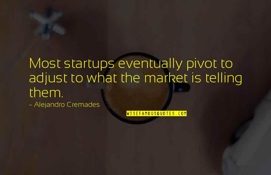 Alwayswet Quotes By Alejandro Cremades: Most startups eventually pivot to adjust to what