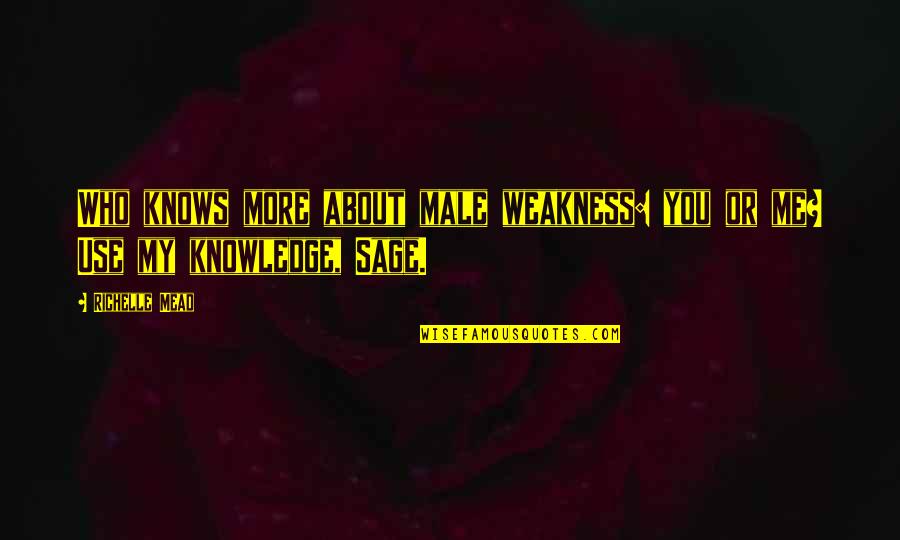 Alynda Segarra Quotes By Richelle Mead: Who knows more about male weakness: you or
