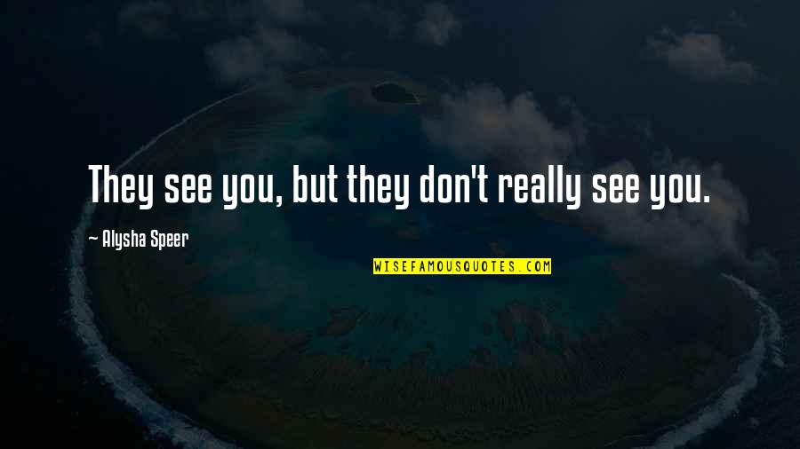 Alysha Speer Quotes By Alysha Speer: They see you, but they don't really see