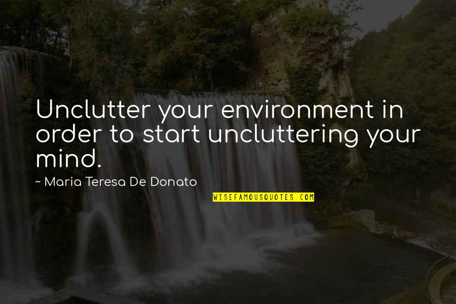 Alyssas Pace Fl Quotes By Maria Teresa De Donato: Unclutter your environment in order to start uncluttering