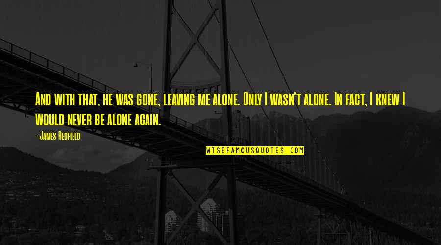 Am Alone Again Quotes By James Redfield: And with that, he was gone, leaving me