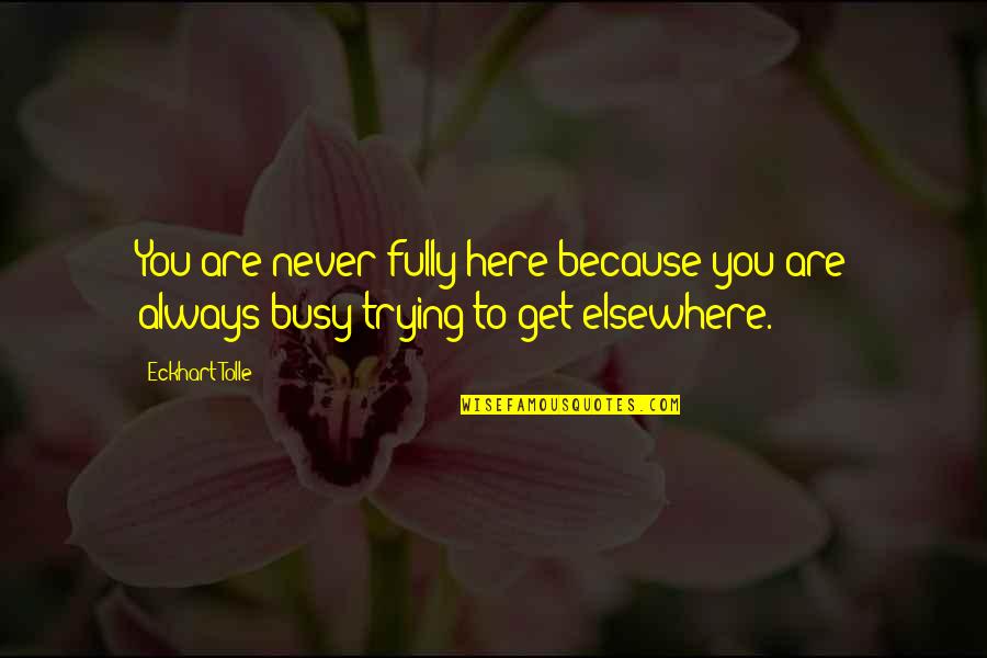 Am Always Here For You Quotes By Eckhart Tolle: You are never fully here because you are