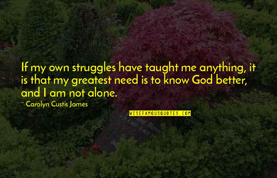 Am Better Alone Quotes By Carolyn Custis James: If my own struggles have taught me anything,