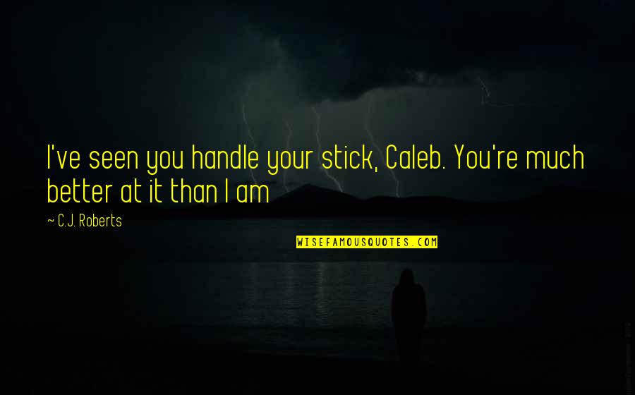Am Better Than You Quotes By C.J. Roberts: I've seen you handle your stick, Caleb. You're