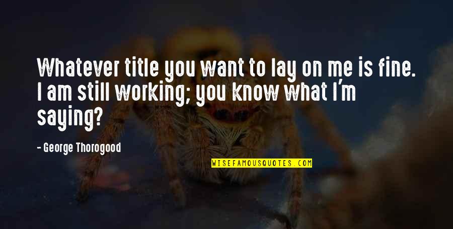 Am Fine Quotes By George Thorogood: Whatever title you want to lay on me Am Fine Quotes By George Thorogood: Whatever title you want to lay on me