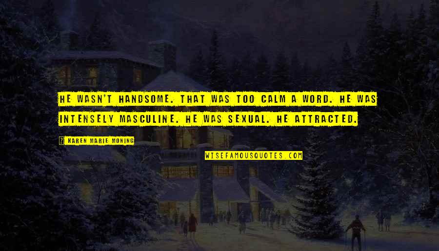 Am Handsome Quotes By Karen Marie Moning: He wasn't handsome. That was too calm a Am Handsome Quotes By Karen Marie Moning: He wasn't handsome. That was too calm a