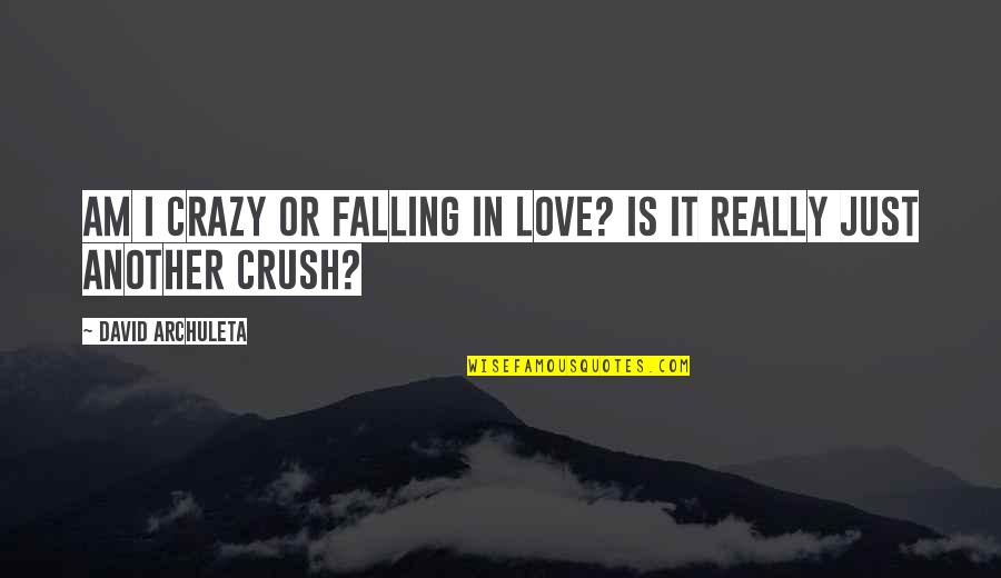 Am I Crazy Quotes By David Archuleta: Am I crazy or falling in love? Is Am I Crazy Quotes By David Archuleta: Am I crazy or falling in love? Is
