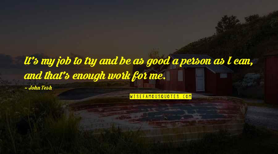 Am I Good Enough Now Quotes By John Tesh: It's my job to try and be as