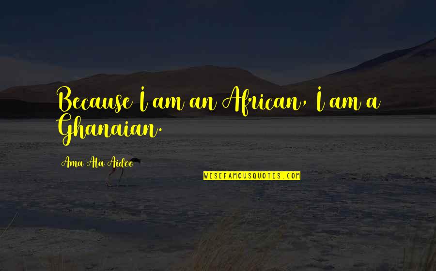 Am I Quotes By Ama Ata Aidoo: Because I am an African, I am a