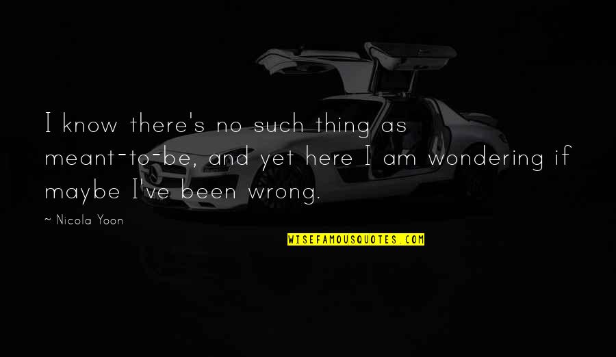 Am I There Yet Quotes By Nicola Yoon: I know there's no such thing as meant-to-be,