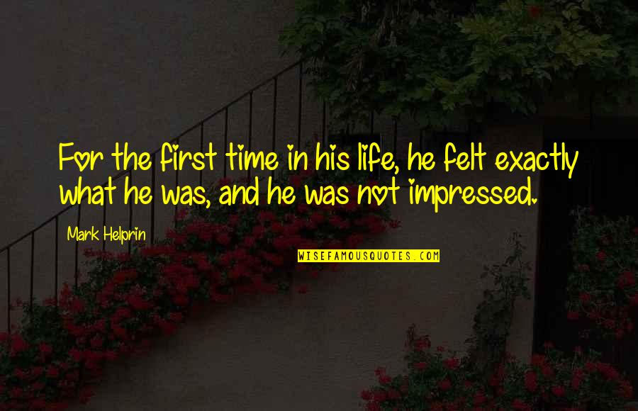 Am Impressed Quotes By Mark Helprin: For the first time in his life, he