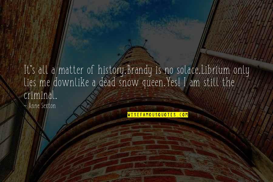 Am Only Me Quotes By Anne Sexton: It's all a matter of history.Brandy is no