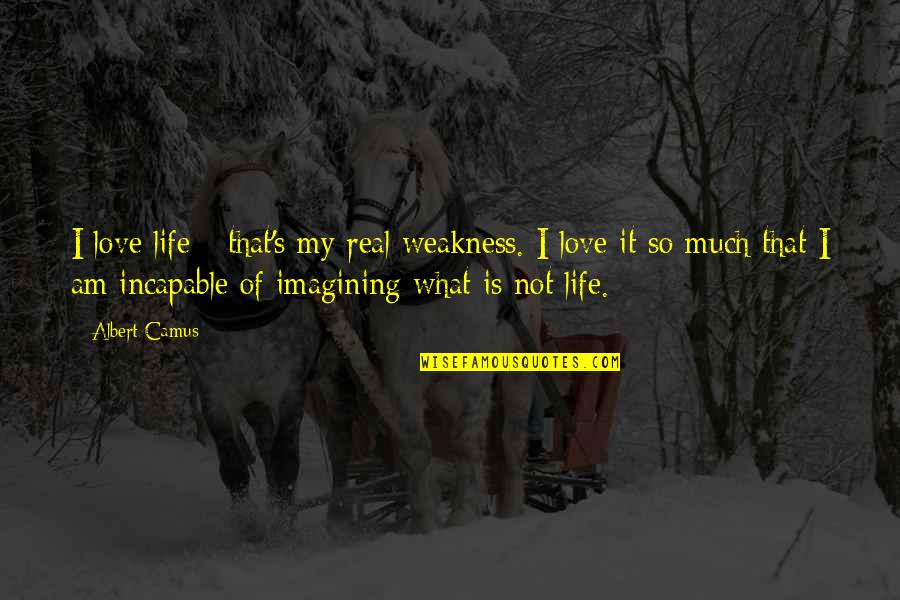 Am Real Quotes By Albert Camus: I love life - that's my real weakness.