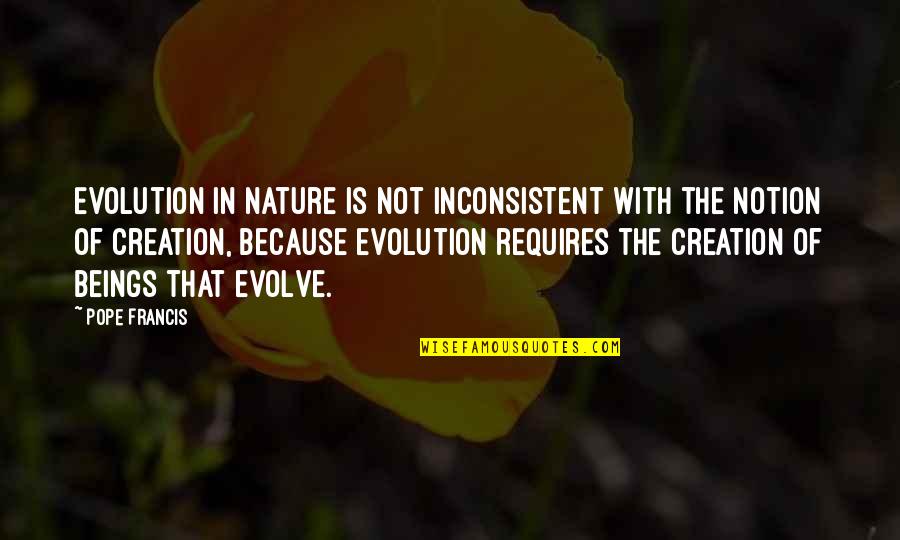 Am Rique Quotes By Pope Francis: Evolution in nature is not inconsistent with the