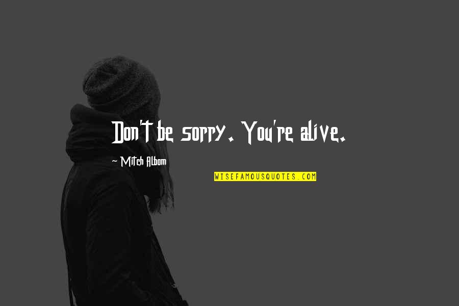Am So Sorry Quotes By Mitch Albom: Don't be sorry. You're alive. Am So Sorry Quotes By Mitch Albom: Don't be sorry. You're alive.