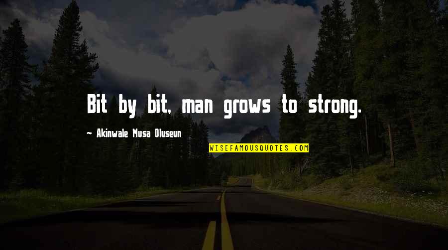 Am Strong Man Quotes By Akinwale Musa Oluseun: Bit by bit, man grows to strong.