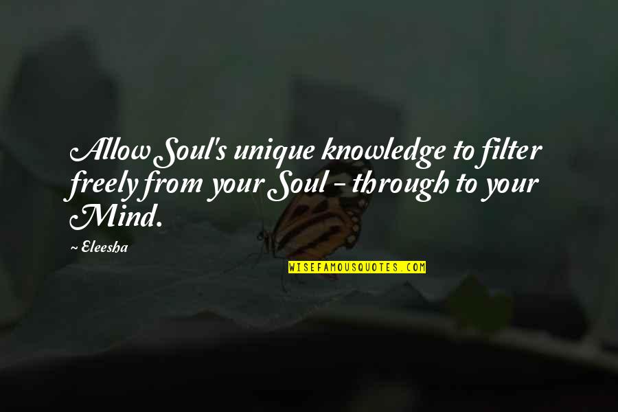 Am Unique Quotes By Eleesha: Allow Soul's unique knowledge to filter freely from