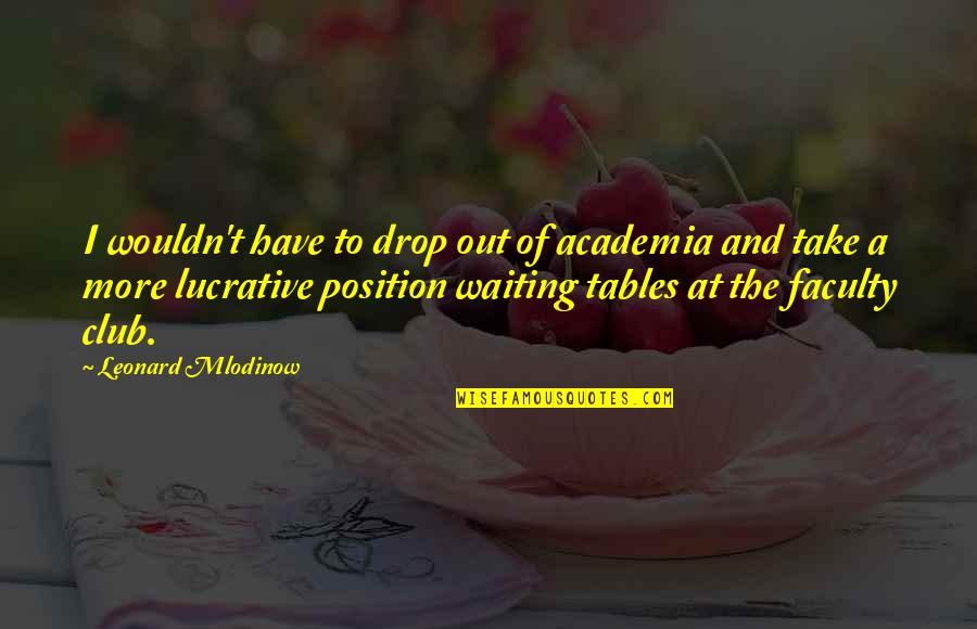 Am Waiting For You Quotes By Leonard Mlodinow: I wouldn't have to drop out of academia