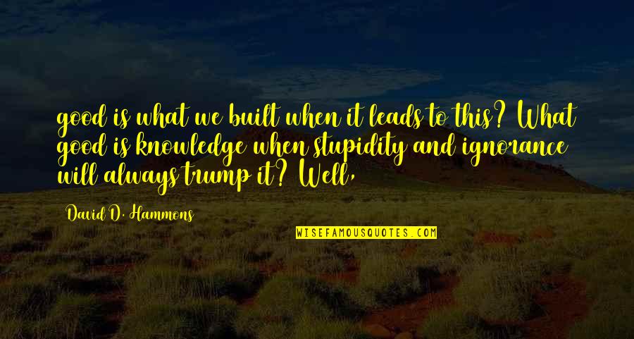Amados Amemonos Quotes By David D. Hammons: good is what we built when it leads Amados Amemonos Quotes By David D. Hammons: good is what we built when it leads