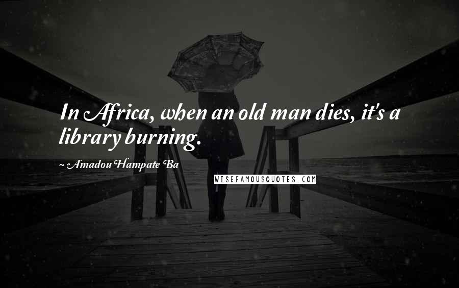 Amadou Hampate Ba quotes: In Africa, when an old man dies, it's a library burning.