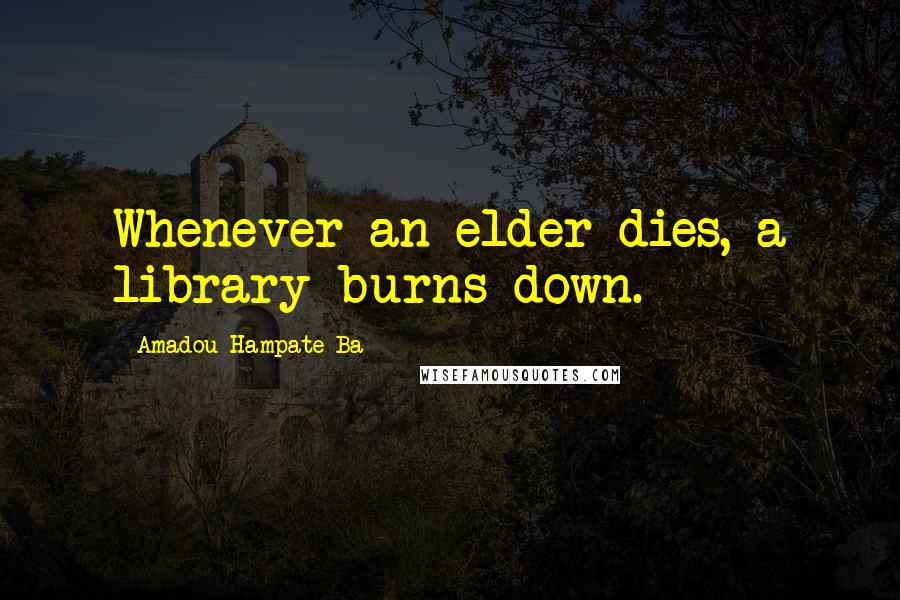Amadou Hampate Ba quotes: Whenever an elder dies, a library burns down.