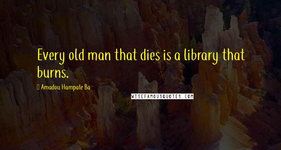 Amadou Hampate Ba quotes: Every old man that dies is a library that burns.