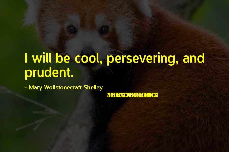 Amagoo Quotes By Mary Wollstonecraft Shelley: I will be cool, persevering, and prudent.