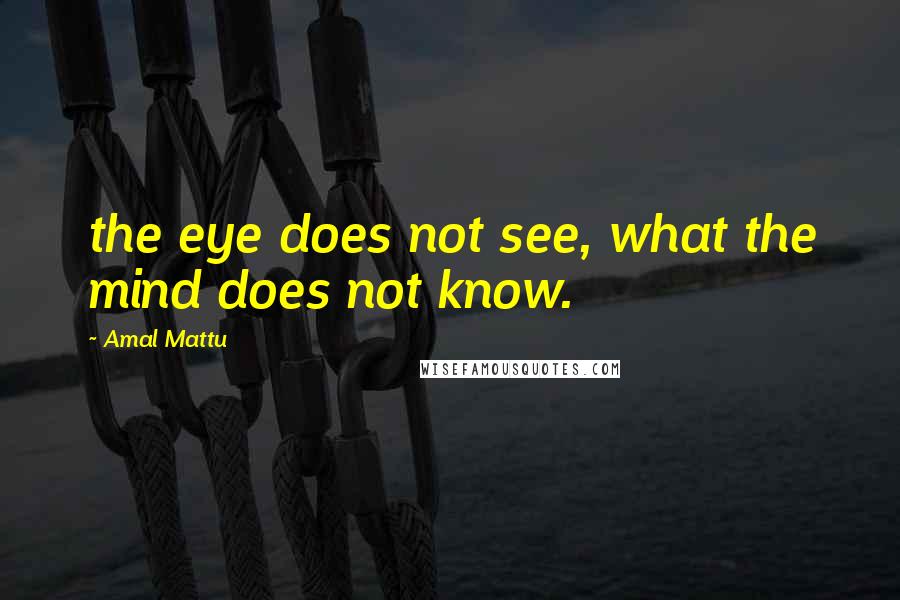 Amal Mattu quotes: the eye does not see, what the mind does not know.
