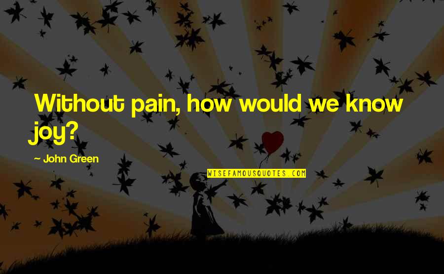 Amalayer Quotes By John Green: Without pain, how would we know joy?