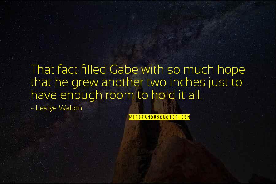 Amalkan 3s Quotes By Leslye Walton: That fact filled Gabe with so much hope Amalkan 3s Quotes By Leslye Walton: That fact filled Gabe with so much hope