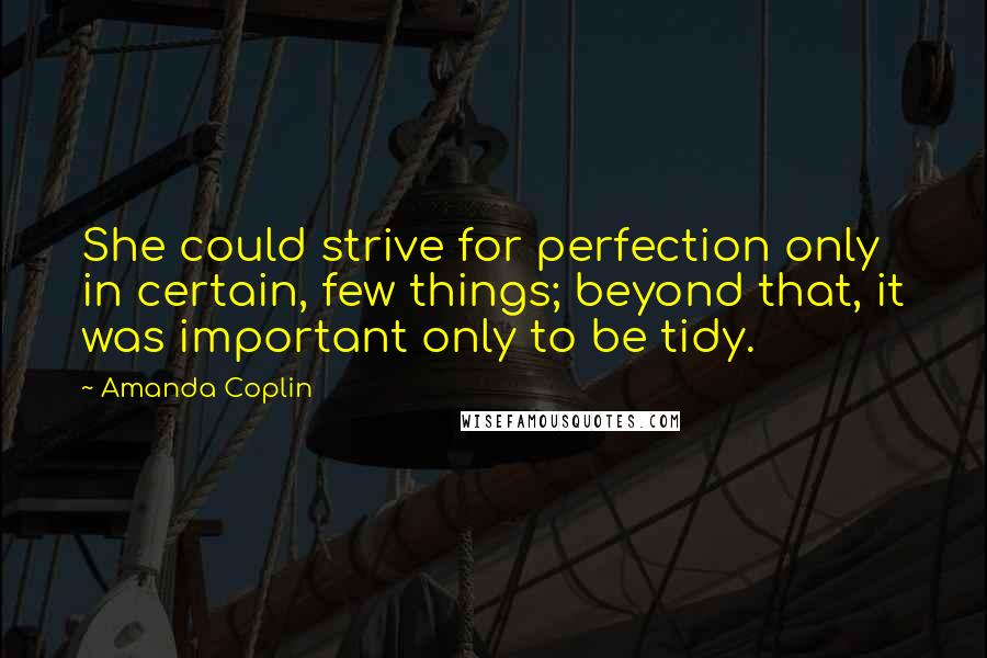 Amanda Coplin quotes: She could strive for perfection only in certain, few things; beyond that, it was important only to be tidy.