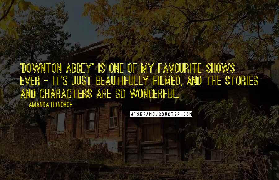 Amanda Donohoe quotes: 'Downton Abbey' is one of my favourite shows ever - it's just beautifully filmed, and the stories and characters are so wonderful.