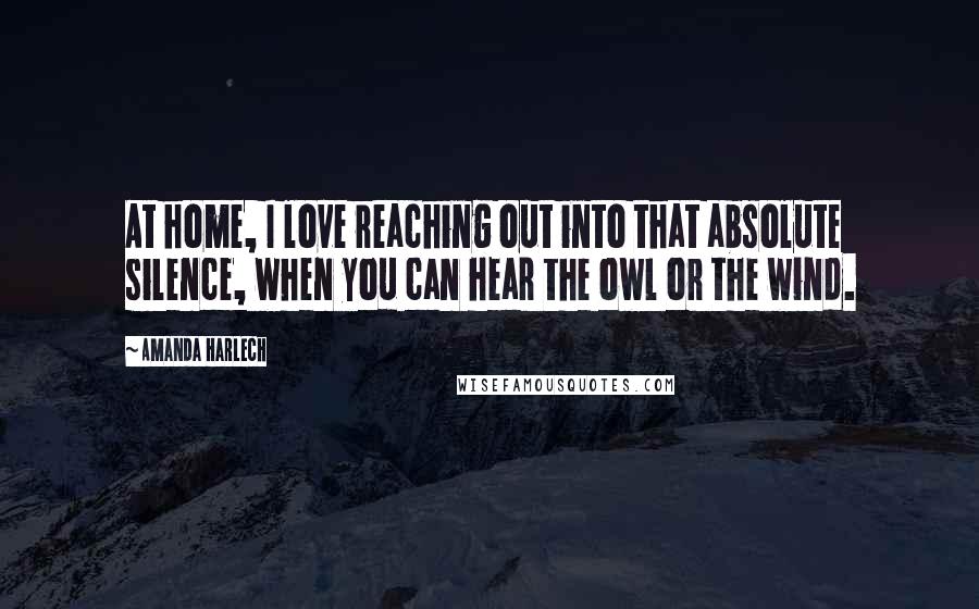 Amanda Harlech quotes: At home, I love reaching out into that absolute silence, when you can hear the owl or the wind.