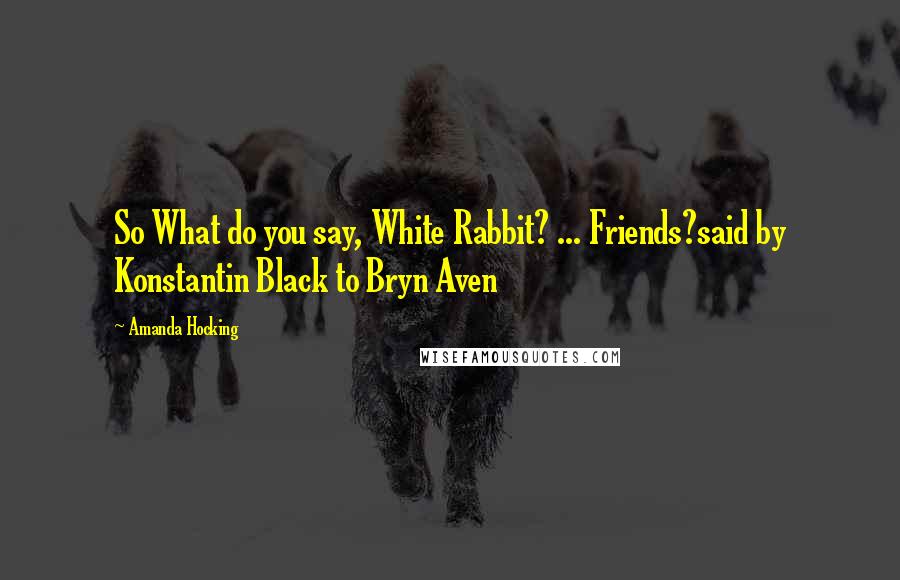 Amanda Hocking quotes: So What do you say, White Rabbit? ... Friends?said by Konstantin Black to Bryn Aven