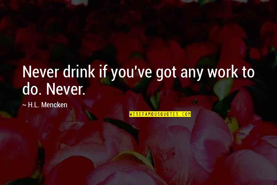 Amanda Katherine Ricketson Quotes By H.L. Mencken: Never drink if you've got any work to