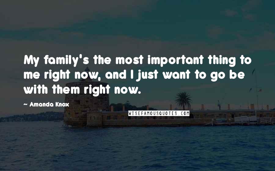 Amanda Knox quotes: My family's the most important thing to me right now, and I just want to go be with them right now.