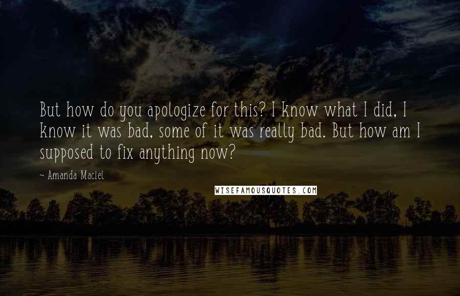 Amanda Maciel quotes: But how do you apologize for this? I know what I did, I know it was bad, some of it was really bad. But how am I supposed to fix