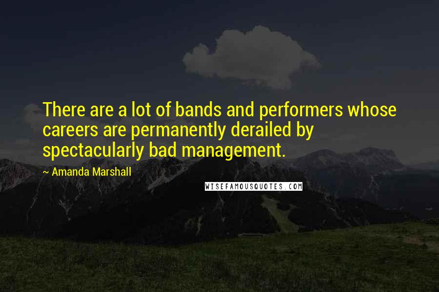 Amanda Marshall quotes: There are a lot of bands and performers whose careers are permanently derailed by spectacularly bad management.