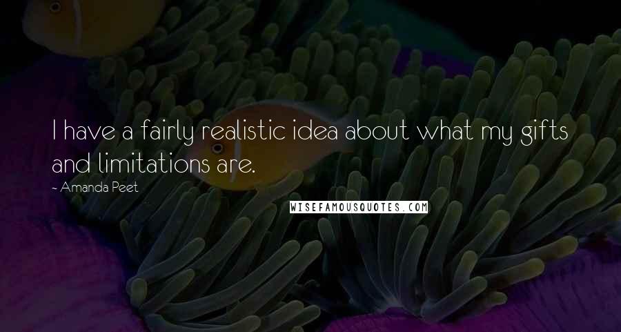 Amanda Peet quotes: I have a fairly realistic idea about what my gifts and limitations are.