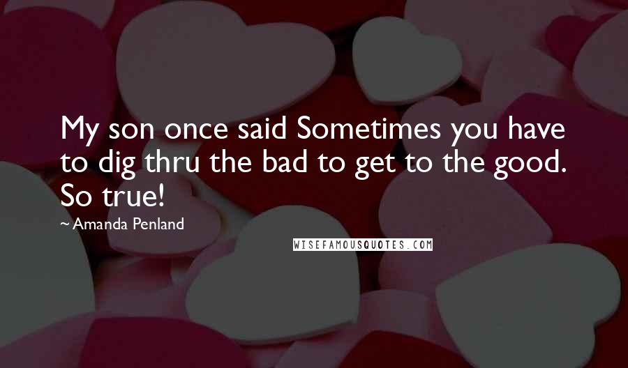 Amanda Penland quotes: My son once said Sometimes you have to dig thru the bad to get to the good. So true!