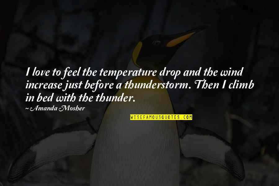Amanda Quotes Quotes By Amanda Mosher: I love to feel the temperature drop and