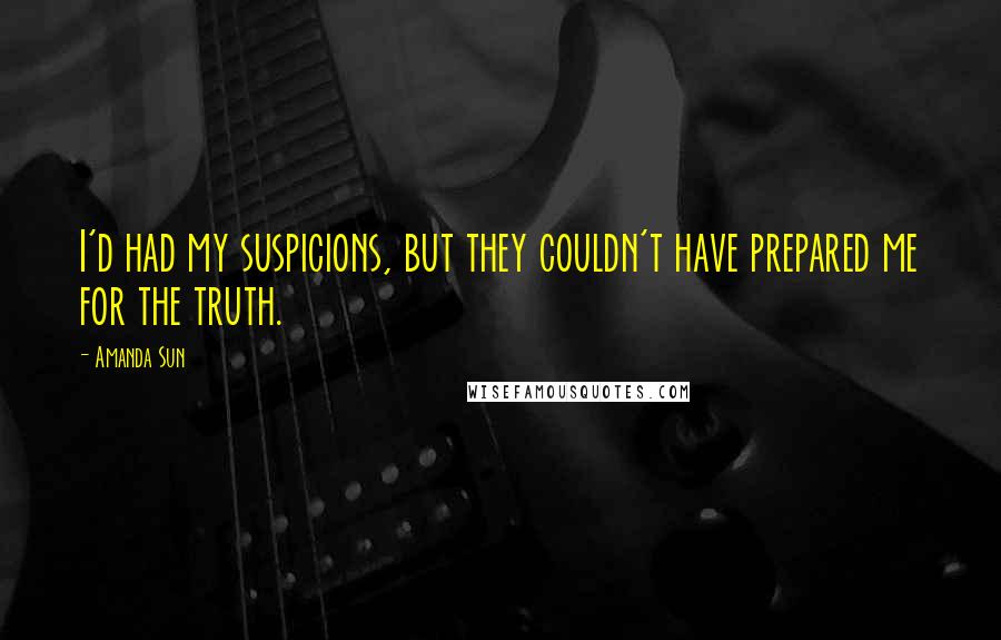 Amanda Sun quotes: I'd had my suspicions, but they couldn't have prepared me for the truth.