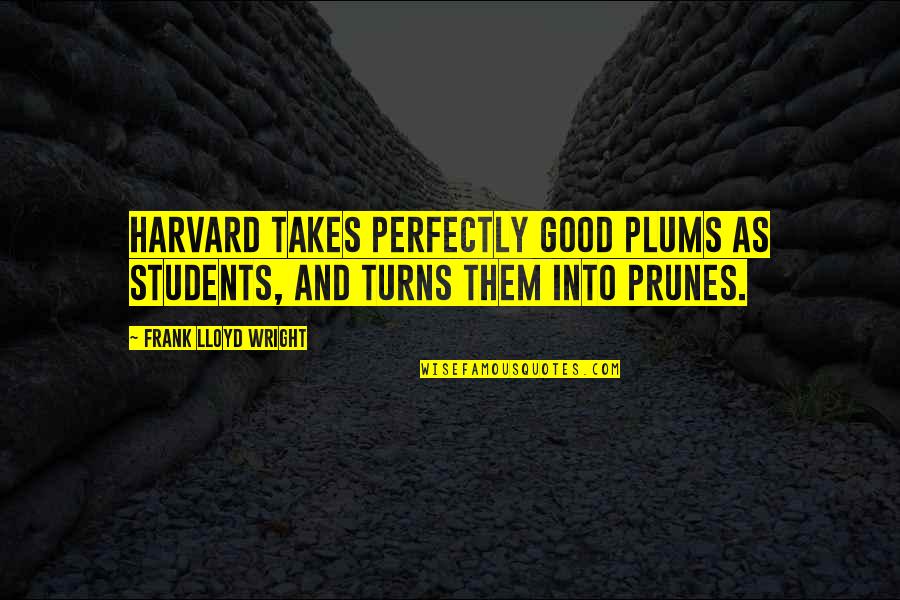 Amaneceres Espectaculares Quotes By Frank Lloyd Wright: Harvard takes perfectly good plums as students, and Amaneceres Espectaculares Quotes By Frank Lloyd Wright: Harvard takes perfectly good plums as students, and