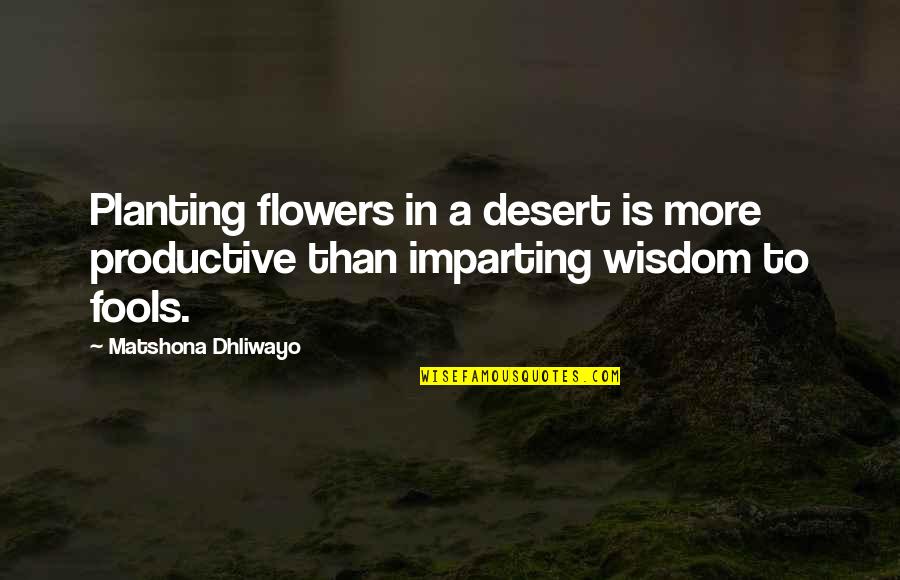 Amar En Silencio Quotes By Matshona Dhliwayo: Planting flowers in a desert is more productive