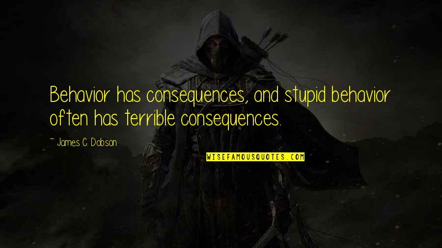 Amarillia Quotes By James C. Dobson: Behavior has consequences, and stupid behavior often has