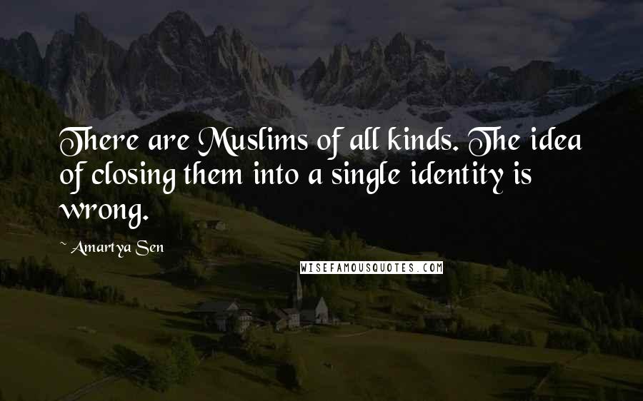 Amartya Sen quotes: There are Muslims of all kinds. The idea of closing them into a single identity is wrong.