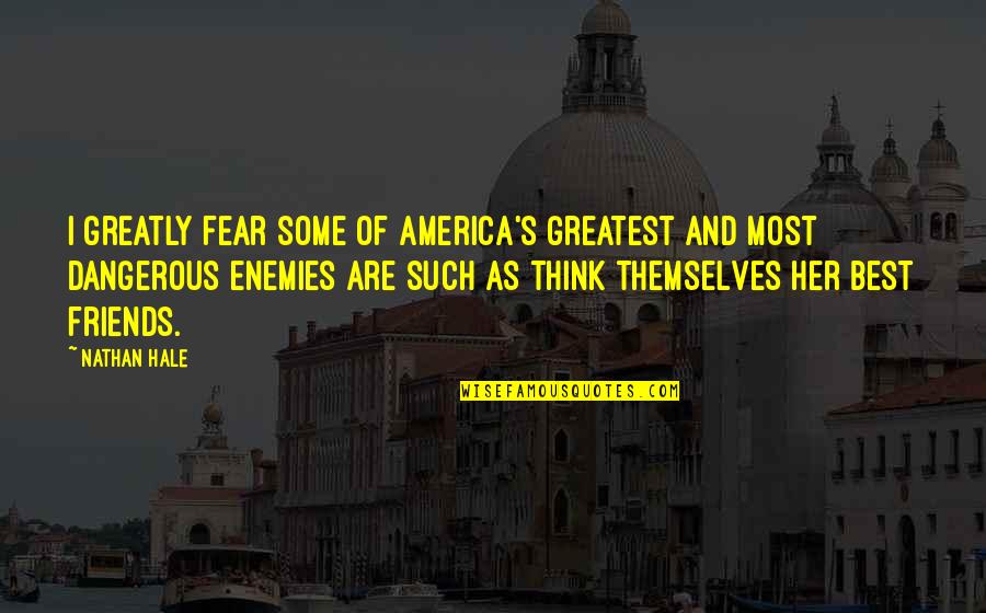 Amassing Quotes By Nathan Hale: I greatly fear some of America's greatest and